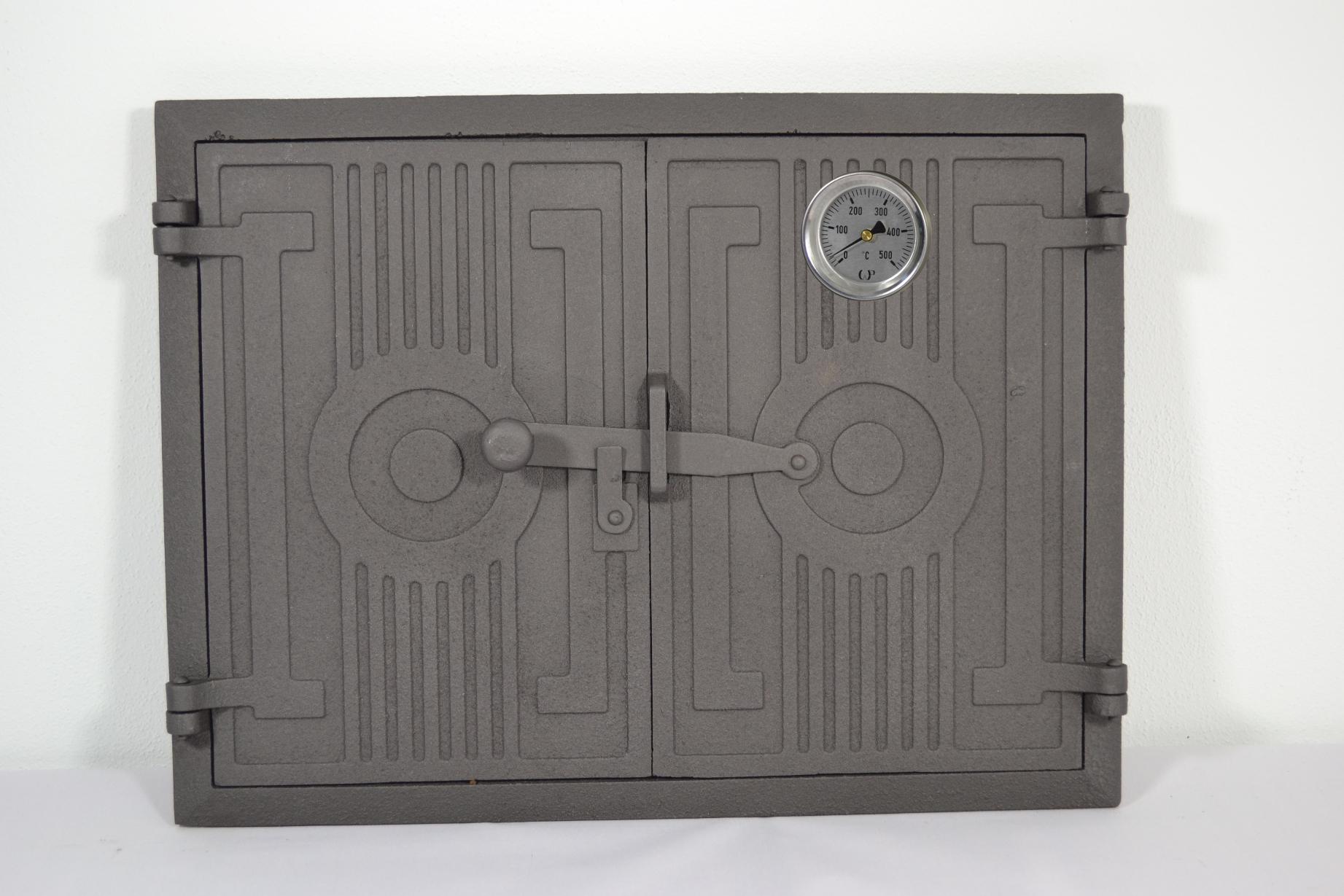 SEZAM Cast iron Fire door Bread Oven door kitchen door Fireplace Fire Stoves Pizza + Thermometer 500C - Colours - 437x330mm  - DZ012t4-500
