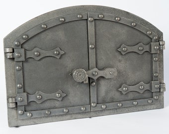SEZAM Żeliwne drzwi przeciwpożarowe Drzwi pieca chlebowego Drzwi inspekcyjne Kominek Piece na pizzę - Kolory - 532 x 355 mm - KK001
