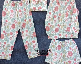 Hand Block Printed Cotton Pajama Set: Floral Women's Sleepwear