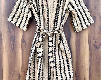 Kantha-gewaad met blokprint: gewatteerde kimono-loungekleding voor dames