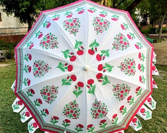 Sombrilla de jardín grande con estampado indio: sombrilla de boda estilo boho