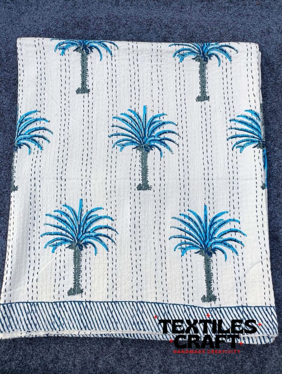 パームツリー柄キルティングカバー 手縫い