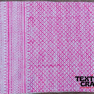 Pink Kantha Quilt: Hand-Stitched Indian Cotton Bedspread
