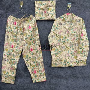 Hand Block Printed Cotton Pajama Set: Indian Sleepwear