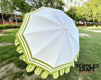 Big Size Garden Umbrella | Decorative Striped Block Print Umbrella | Wedding & Event Decor