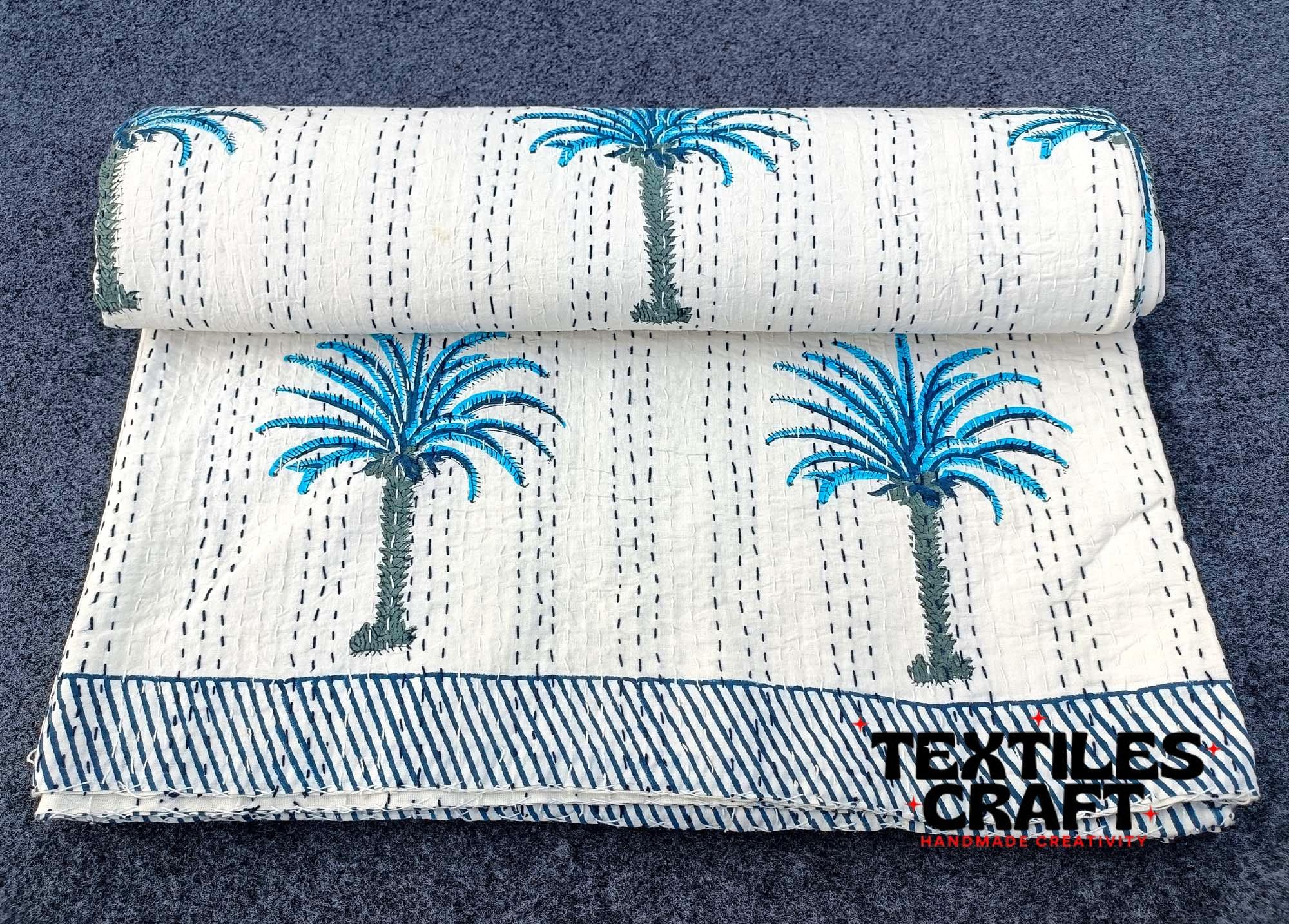 ベッドカバー カンタ刺繡 パームやし 【公式通販】