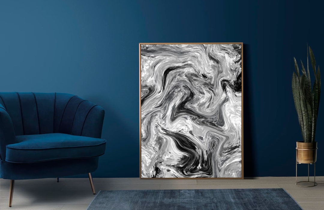 Black and White Marble Wall Art Original Art Printable Download Art Etsy