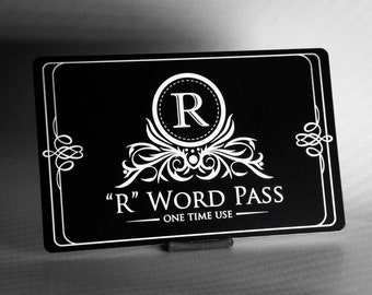 Metal 'R' Word Pass Card (Novelty)(Gag)(Funny)(Engraved)(Aluminum)