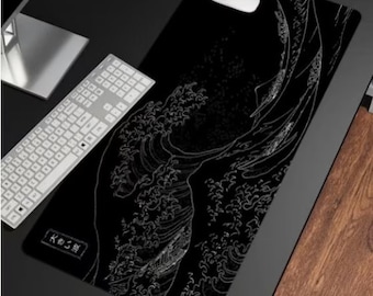 Japanese Sea Wave Desk Mat, Waterproof Gaming Mouse Pad