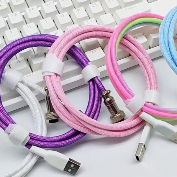 3 Meter Mechanical Keyboard Coiled Cable Wire Type C Custom Usb Port Cable Aviator Coiling Cable for Gaming Keyboard Accessories
