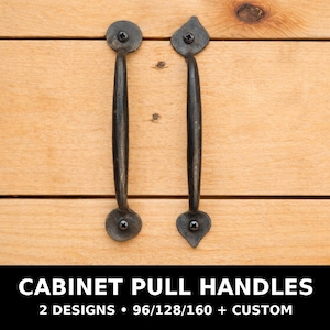 Hand-Forged Cabinet Pulls – Rustic Drawer Handles, Blacksmith Style, 2 Designs, Wrought Iron Look