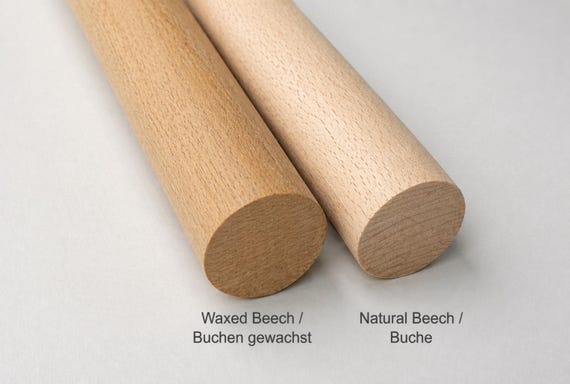 Custom Cut Beech Wooden Dowel Rod, Waxed Wood Curtain Rod, 16 Diameters Ø4–60mm, 30–100cm, For Curtain Holders & DIY