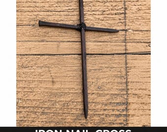 Hand-Forged Iron Cross – Rustic Nail Wall Cross, Christian Wall Decor, Wall-Mounted Cross, Baptism Gift, 5 Sizes