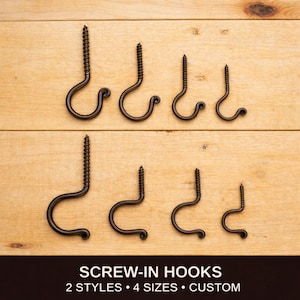 Gancho utilitario roscado forjado a mano – Tipo J de seguridad o tipo C abierto, 40/60/80/100 mm, acero crudo negro o encerado.