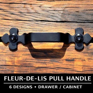 Schrankgriff Fleur-de-Lis - Schubladengriff aus mattschwarzem oder weißem Stahl, 6 Designs, von 100 bis 170 mm