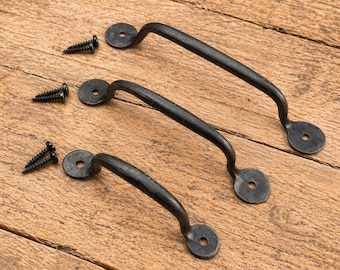 Hand-Forged Cabinet Pulls – Rustic Drawer Handles, Blacksmith Style, 2 Designs, Wrought Iron Look