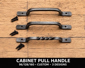 Hand-Forged Straight Cabinet Handles – Smooth & Twisted Drawer Pulls, 3 Designs, 96/128/160 mm + Custom