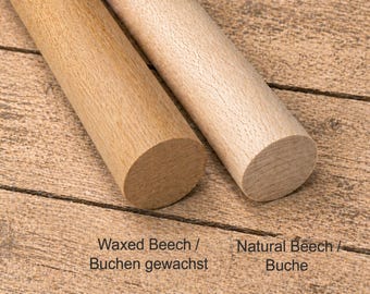 Custom Cut Beech Wooden Dowel Rod, Waxed Wood Curtain Rod, 16 Diameters Ø4–60mm, 30–100cm, For Curtain Holders & DIY