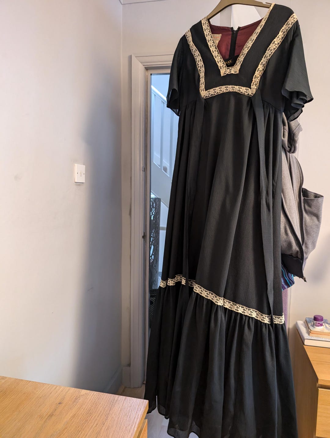 1970s Cape Sleeved Maxi Dress / Prairie Dress / Empire Line / Abigails ...