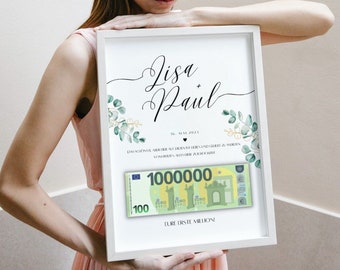 Hochzeitsgeschenk Geld I personalisiert I Eure erste Million / Digitaler Download / Geldgeschenk personalisiert / Geschenk / Hochzeit