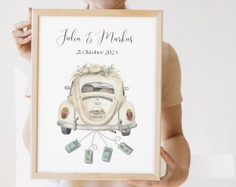Geldgeschenk Hochzeitsauto Geld Geschenk Idee Brautpaar personalisiert Geldgeschenk Hochzeit Hochzeitsgeschenk Verpackung Gutschein kreativ