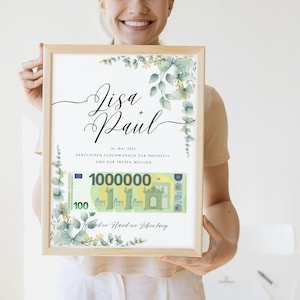 Wedding gift your first million, personalized, digital download, money gift for the wedding, gift for the bride and groom, give money