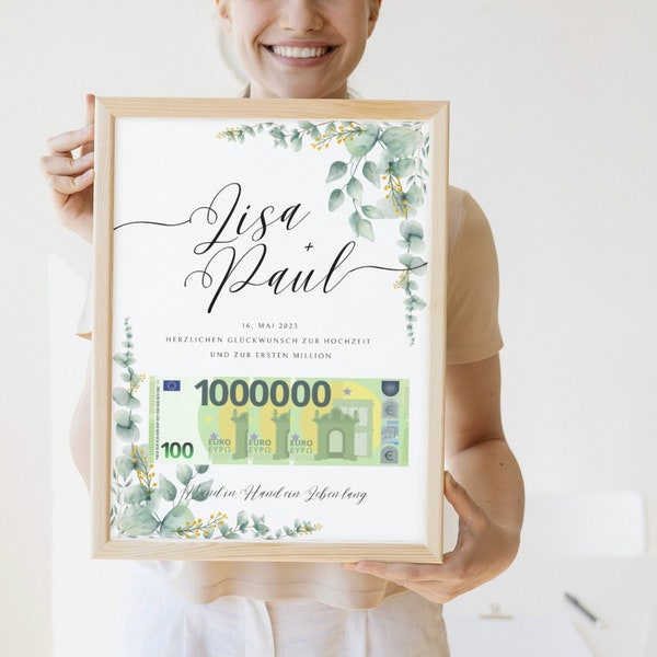 Wedding gift your first million, personalized, digital download, money gift for the wedding, gift for the bride and groom, give money