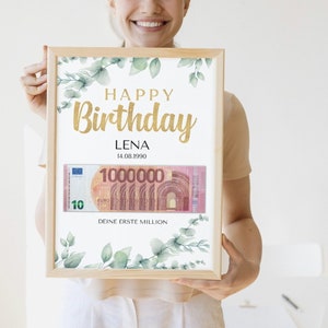 Birthday gift money gift birthday personalized money I first million I digital download I Happy Birthday I gift I money