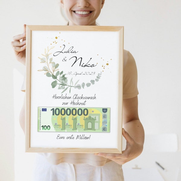 Geldgeschenk Hochzeit personalisiert I Hochzeitsgeschenk I Geschenk erste Million I Geld I Digital Download