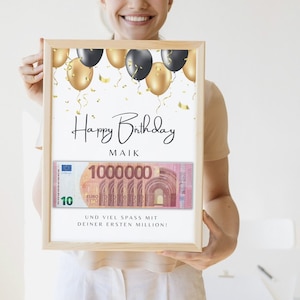 Geburtstagsgeschenk Geldgeschenk Geburtstag  personalisiert Geld I erste Million  I Digitaler Download I Happy Birthday I Geschenk I Geld