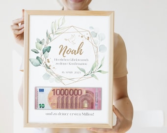 Kommunion Konfirmation Jugendweihe Taufe Geschenk personalisiert Geld I Kommunionsgeschenk Taufgeschenk I Kommunionsspruch Taufspruch Poster