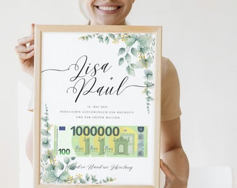 Hochzeitsgeschenk Eure erste Million, personalisiert, Digitaler Download, Geldgeschenk zur Hochzeit, Geschenk für Brautpaar, Geld schenken