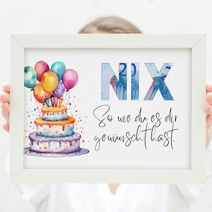 Download de aniversário do Cash Gift NIX | Presente de aniversário mulher homem namorado namorada ideia engraçada sem dinheiro pacote legal PDF imprimir
