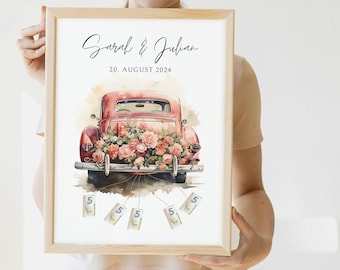 Wedding gift, cash gift, wedding car, gift idea, bride and groom, personalized, gift wedding, creative, DIY, packaging, homemade