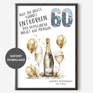 Geldgeschenk 60. Geburtstag sofort Download | Geburtstagsgeschenk Frau Mann Freund Geldgeschenk lustig I PDF zum selber ausdrucken DIY