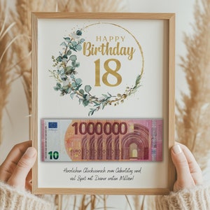 Geldgeschenk 18. Geburtstag | Geld Gutschein Geschenk Geburtstagsgeschenk lustig Sohn Tochter Mädchen Junge I erste Million | PDF Download