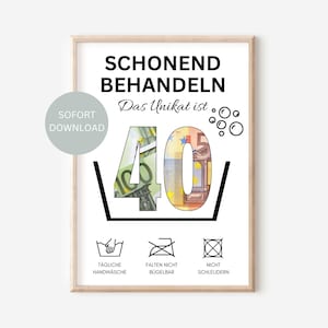 Geld cadeau 40e verjaardag direct downloaden | Verjaardagscadeau voor vrouw man vriend geldcadeau grappig I PDF om zelf uit te printen DIY