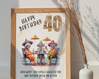 Geld cadeau 40e verjaardag vriendin vriendinnen cadeau verjaardagscadeau geld grappig gezegde voucher inpakken ik download print