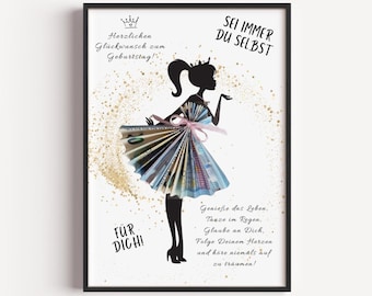 Money gift birthday voucher money wrapping DIY birthday gift girl daughter gift idea gift idea woman instant download