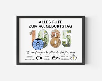 Money gift 40th birthday man born in 1985 friend personalized money birthday gift DIY gift idea wrapping poster PDF Download