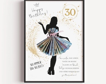 Argent offert pour un 30e anniversaire, chèque-cadeau, emballage cadeau à faire soi-même, cadeau d'anniversaire pour une fille, idée cadeau, idée cadeau pour une femme, téléchargement instantané