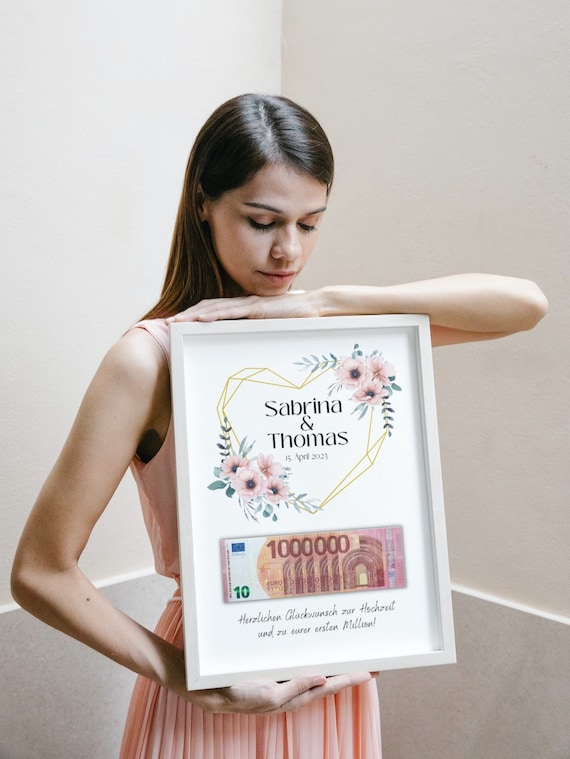 Hochzeitsgeschenk personalisiert Eure erste Million PDF Download Geldgeschenk Brautpaar Geschenk Idee Hochzeit Geld kreativ verpacken DIY