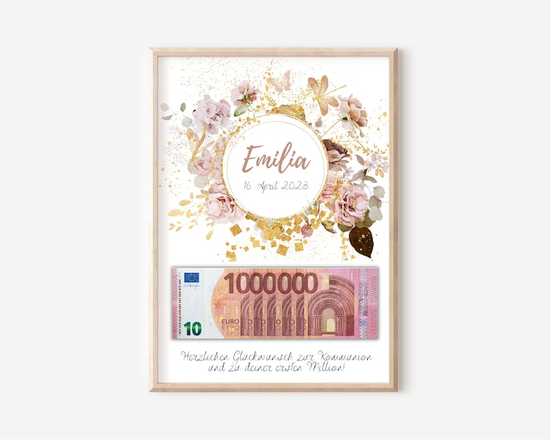 Geldgeschenk communiebevestiging doop I geschenk gepersonaliseerd geld I communiegeschenk doopgeschenk I communiegezegde doopspreuk afbeelding 1