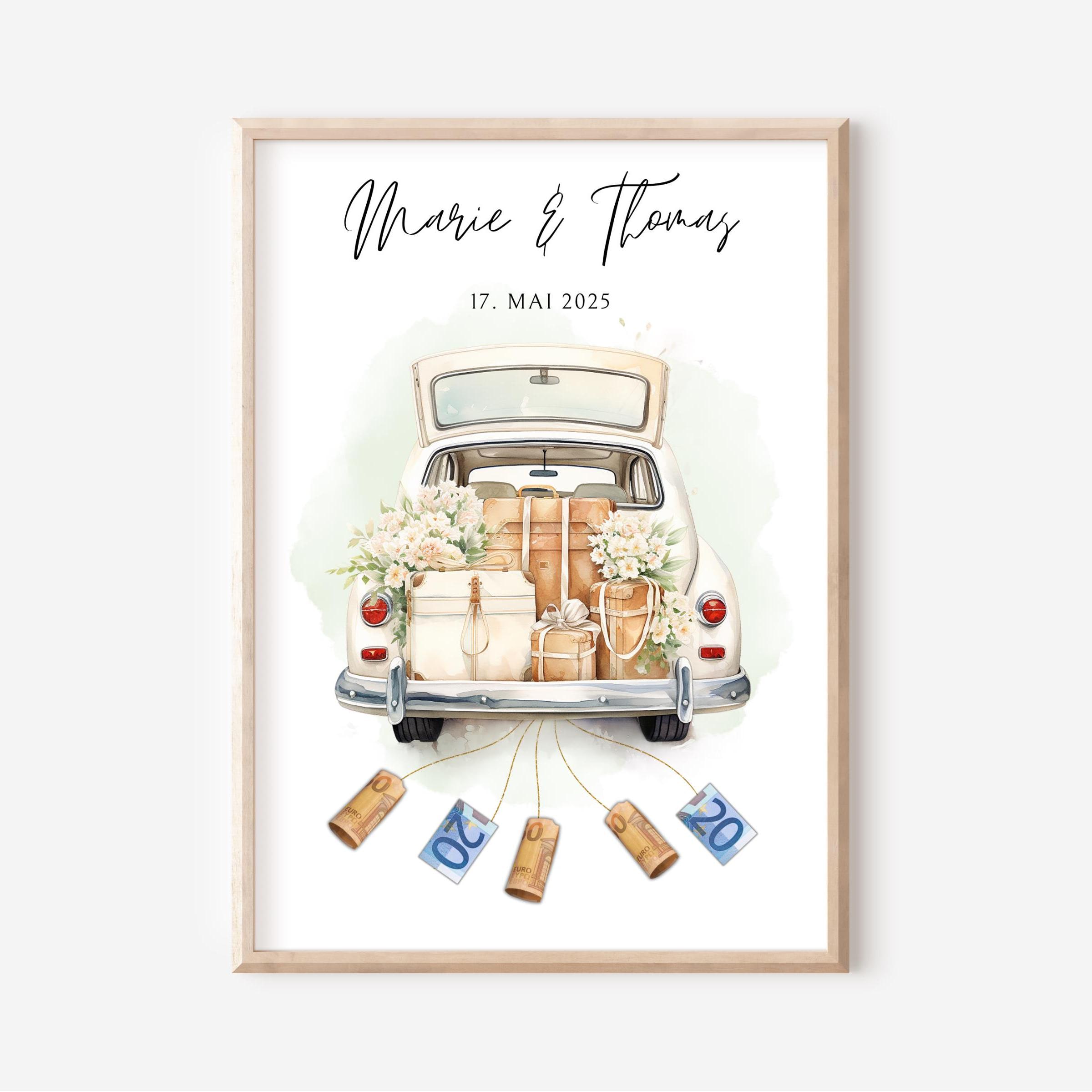 Guirlande LED Seutgjie Cadeau Mariage En Bois - Forme Voiture Avec - Idée Originale Pour Argent Ou Cadeau Guirlande LED Cadeau