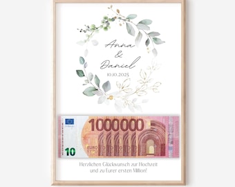 Gepersonaliseerd huwelijksgeschenk in geld | Huwelijkscadeau | Cadeau voor het eerste miljoen | Geld | Digitale download