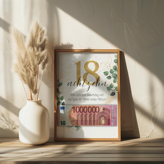 Regalo in denaro per il 18° compleanno | Soldi fai da te buono regalo regalo di compleanno idea divertente ragazza ragazzo figlio I primo milione | Scarica PDF - Italia