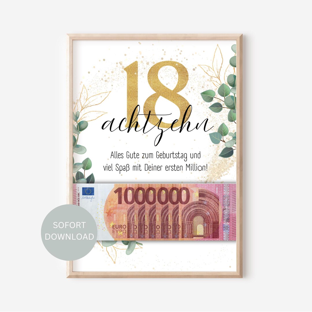 Toctax 18° compleanno ragazza ragazzo regali per 18° compleanno ragazza divertente regalo denaro compleanno cornice nera cornice DIN A4 con biglietto di compleanno idee regalo regalo 18° compleanno