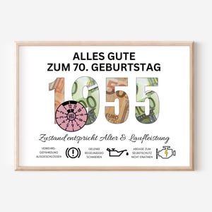 Geldgeschenk 70. Geburtstag 1955  Geburtstagsgeschenk Papa Mann Freund Geschenk lustig Idee PDF sofort Download zum selber ausdrucken DIY
