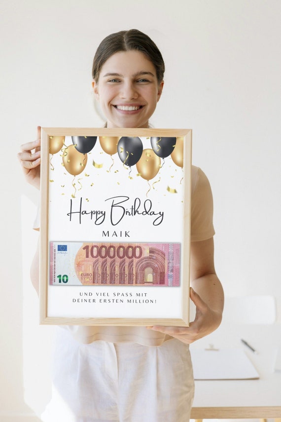 Holz Geldgeschenk „Erste Million“ – Personalisierbare Geschenkverpackung Für Geld, 12x18 Cm