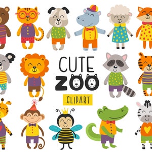 Clipart animaux, ensemble SVG animaux de la jungle, animaux de safari SVG, clipart animaux de la forêt, renard, écureuil, raton laveur, hibou, ours, singe, animaux du zoo